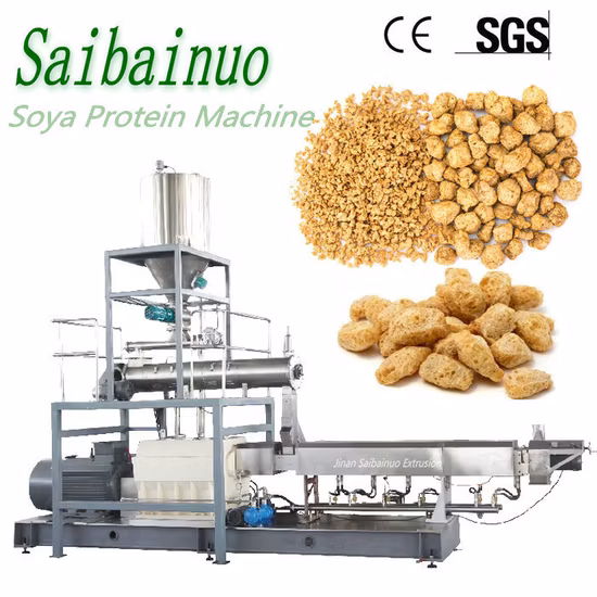 Tvp Tsp Fiber Planta de producción de carne vegetal artificial Línea de procesamiento de proteína de soja texturizada Máquina para fabricar pepitas de trozos de soja