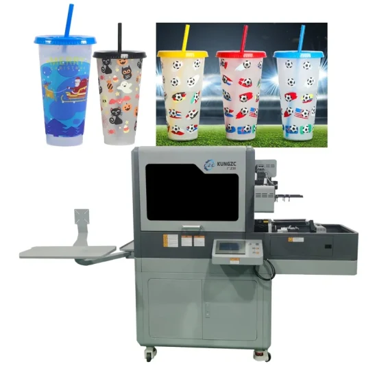 Impresora UV giratoria de cilindro redondo de alta velocidad, máquina de impresión de logotipo 3D de maceta de formato completo para vaso de vacío de etiqueta de botella